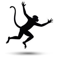 Jumping Monkey Full Body PNG Silhouette Isolated on Transparent Background