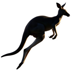 Fototapeta premium Kangaroo Full Body PNG Silhouette Mid Jump Isolated on Transparent Background