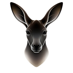 Kangaroo Head PNG Silhouette with Alert Ears Isolated on Transparent Background
