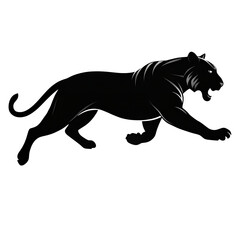 Running Tiger PNG Silhouette Isolated on Transparent Background