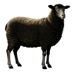 Sheep Full Body PNG Silhouette Side View Isolated on Transparent Background