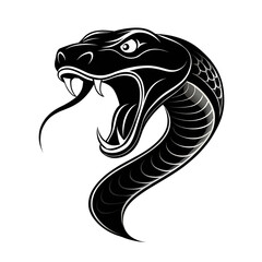 Snake Head PNG Silhouette with Tongue Out Isolated on Transparent Background