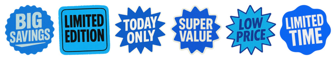PNG Promotional blue sale badge set, element set on transparent background