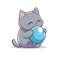 Obraz premium vector cat playing with ball on white background .Generative AI