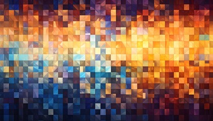 Pixelated grid evolving into photorealistic imagery, generative AI seamlessly blending low-res fragments into stunning high-detail visuals Dimensions 5824 x 3264px 32k full ultra hd high resolution --