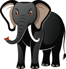 Cute gray baby elephant cartoon illustration with a pink trunk, isolated on white for a fun safari wildlife art