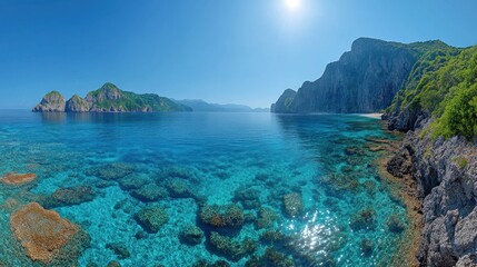 Fototapeta premium Azure waters, dramatic cliffs, tropical paradise