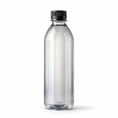 Naklejka premium Transparent plastic bottle mockup with black cap isolated