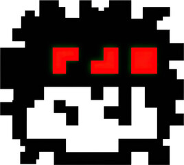 Obraz premium Pixelated red shapes on a black background.