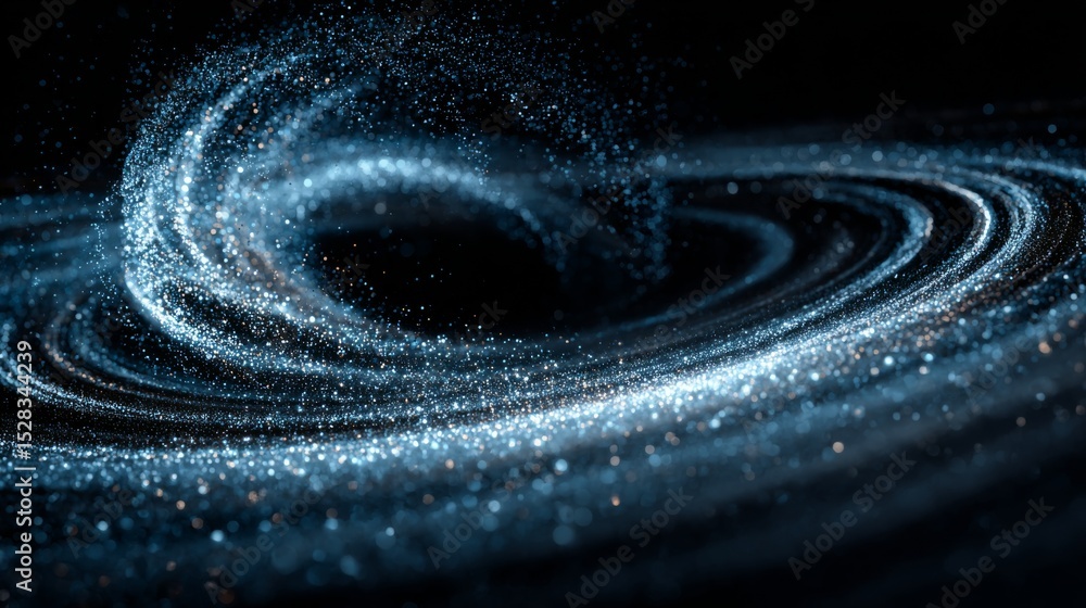 Poster discovering the mesmerizing flow of blue light swirls in a cosmic tunnel, illustrating the breathtak