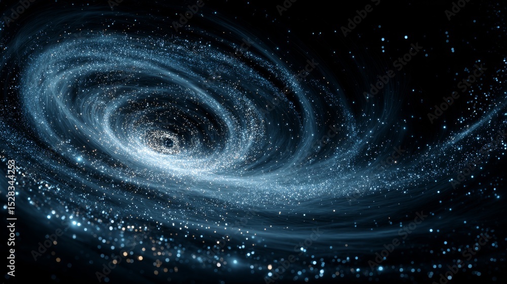 Poster unique visualization of blue light swirling in a cosmic tunnel, showcasing the mesmerizing speed of 