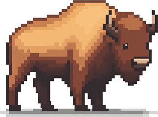 Pixelated image of a bison.