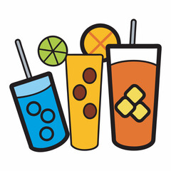 Summer Party Drink Glasses Clipart Design