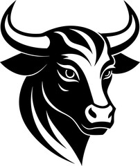 Cute black and white cattle head vector illustration for farm animal agriculture