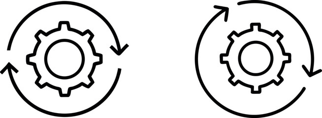 rotate gear icon. Workflow process vector icon. gear with rotate arrows icon. 