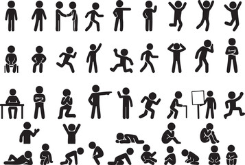 棒人間ポーズ素材セット – Stick Figure Pose Reference Vector Pack