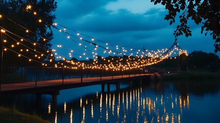 festival with decorative light strings during a bridge