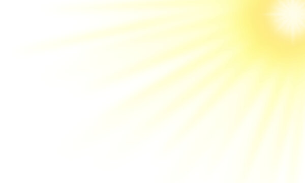 Realistic sunlight glow rays effect, bright sunbeam shining lens flare with vibrant glowing sunshine isolated PNG transparent background. Summer sunny light decoration design elements