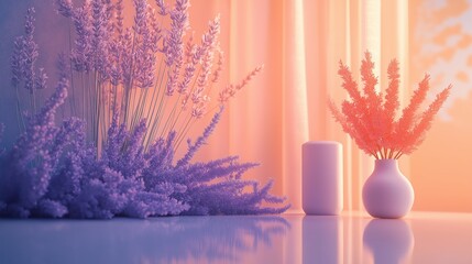 Soft pastel gradient blending warm peach and lavender hues, minimal and delicate smooth aesthetic background, gentle color transition with calming and elegant vibe