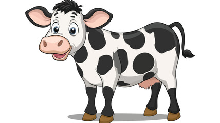 Fototapeta premium Adorable Cow Cartoon Vector Illustration for Kids Farm Animals - Ideal for Children's Books and Educational Materials