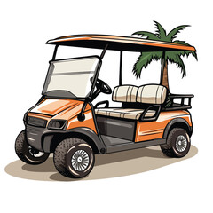 Professional Golf Cart Vehicle Stock Vector Illustration for Golf Course Marketing Materials