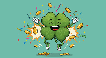 Cheerful clover illustration