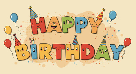 Happy birthday text design graphic