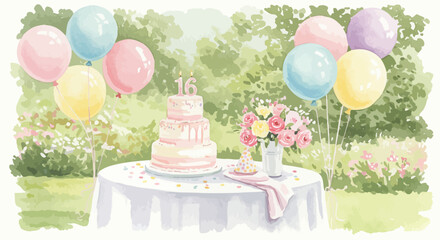 Pastel balloons in a garden