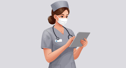 Healthcare professional holding tablet