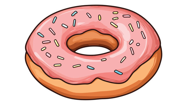 Delicious Donut Icon Vector Illustration Isolated on White Background