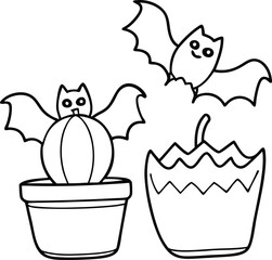 Linear Halloween Bat Design – Simple Ink Style
