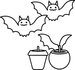 Decorative Halloween Plant Pot with Bat