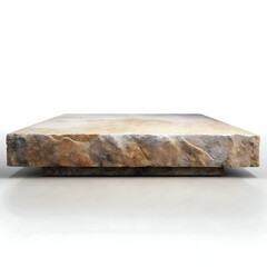 Fototapeta premium Roughhewn stone platform textured display base on white