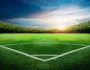 Obraz premium green lawn soccer field floor background landscape outdoor sport