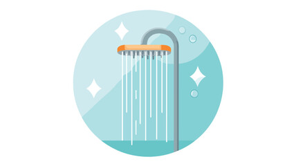 Modern Shower Flat Icon Vector Illustration for Bathroom Design Elements