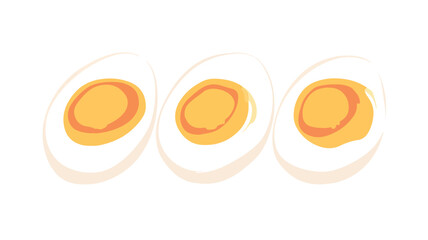 Sliced Boiled Egg Vector Illustration Isolated on White Background