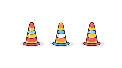 Bright Traffic Cone Icon Vector Illustration for Safety and Construction Projects