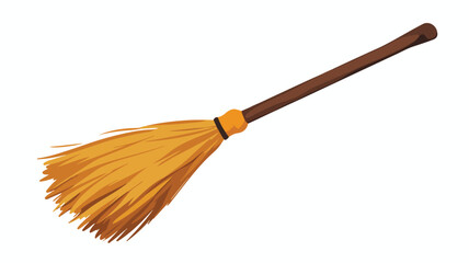 Witch Broom Icon Vector Illustration Isolated on White Background