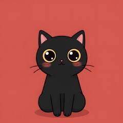 Adorable Black Cat Illustration: A Cute Cartoon Feline