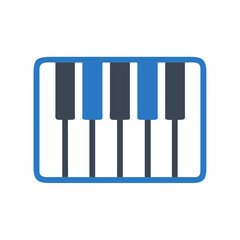 Piano keys in blue and black minimalistic design for music concept  
