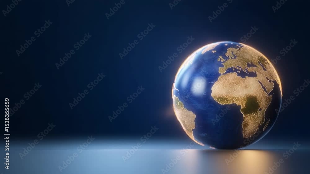 Poster earth's serenity: a captivating globe in radiant light, showcasing the splendor of continents and oc