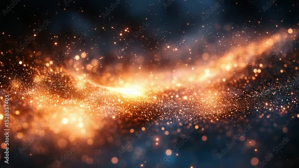 Poster celestial canvas: a breathtaking cosmic ballet of luminous particles dances against a deep space bac