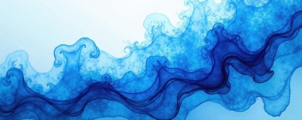 Swirling blue watercolor washes, abstract texture , design, backdrop