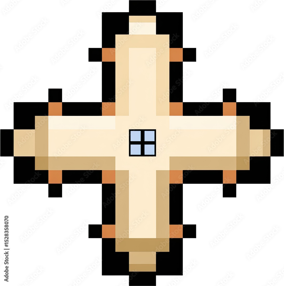 Poster pixelated structure with a cross-like shape.