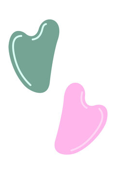 Minimalist illustration of two gua sha stones in pastel green and pink. Ideal for skincare, wellness, beauty blogs, or spa-themed designs. High-resolution transparent PNG