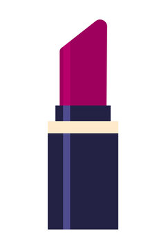 Vibrant magenta lipstick in navy blue case illustration with modern minimalist design. Perfect for beauty, cosmetics, makeup, and fashion projects. High-resolution isolated PNG