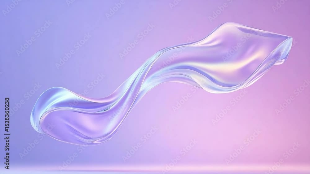 Aufkleber Fluid Grace: The image captures an ethereal, translucent fabric dancing gracefully in a studio setting, revealing its delicate textures and subtle color gradients against a gentle background. 