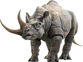 Obraz premium Detailed illustration of a prehistoric rhinoceros.