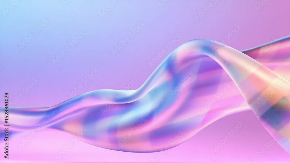 Aufkleber Holographic Flow: Abstract iridescent waves ripple and flow, creating a mesmerizing and dreamy visual spectacle with vibrant pastel hues.