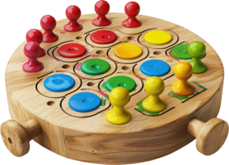 Wooden  board with colorful pegs.